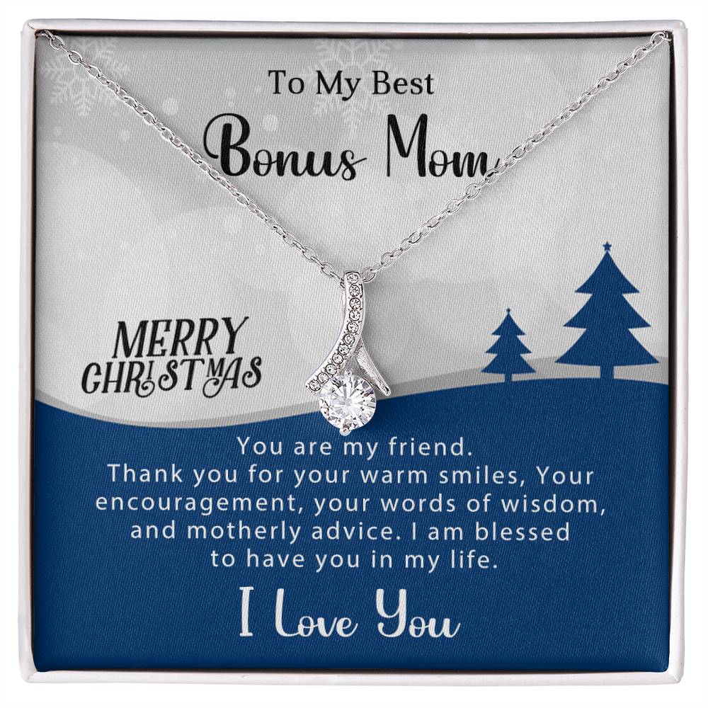 Show Your Love: Christmas Necklace Gift for My Best Bonus Mom A1009