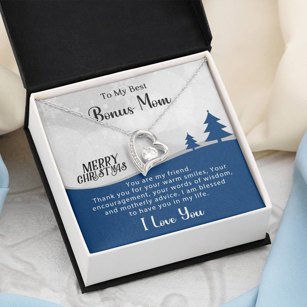 Show Your Love: Christmas Necklace Gift for My Best Bonus Mom A1009