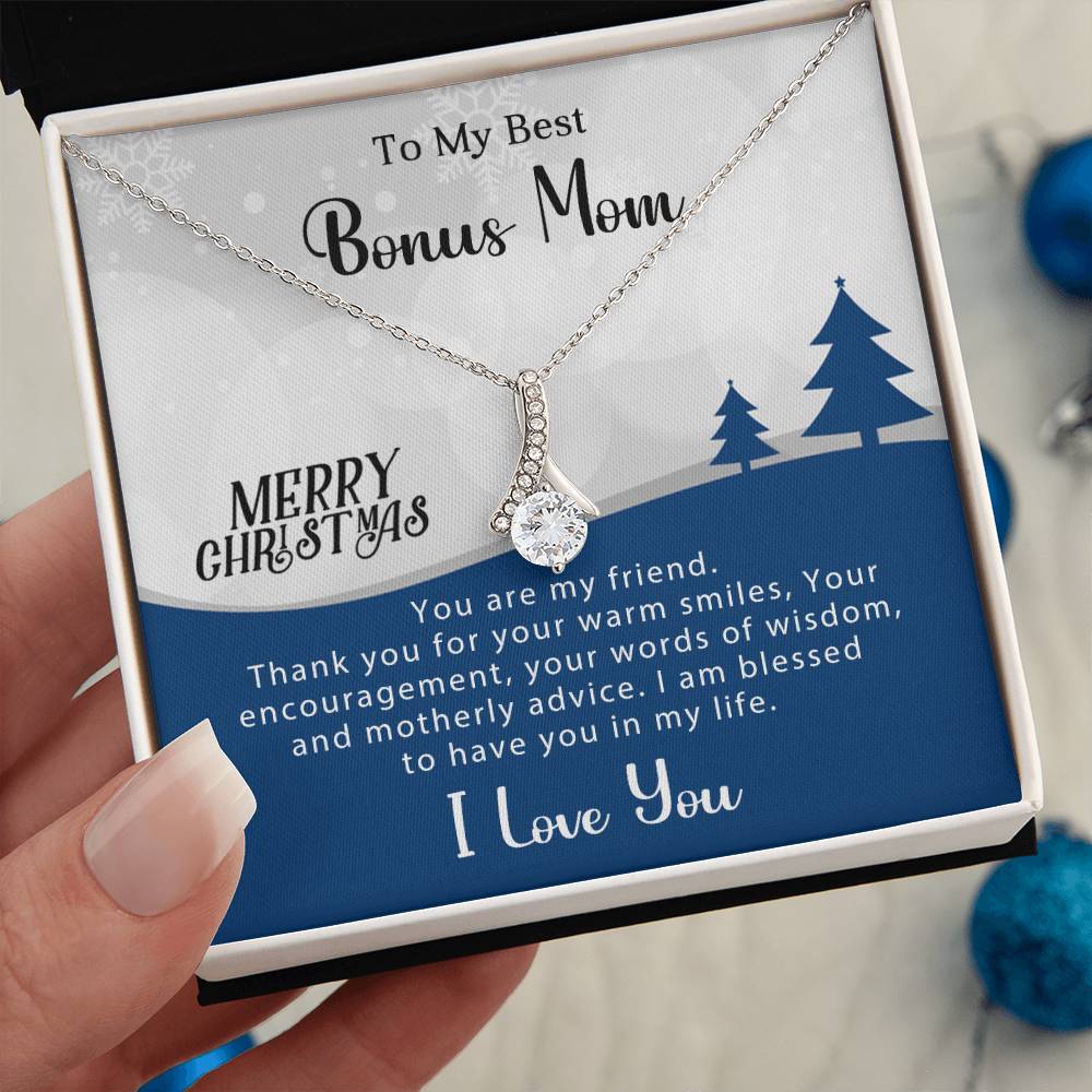 Show Your Love: Christmas Necklace Gift for My Best Bonus Mom A1009