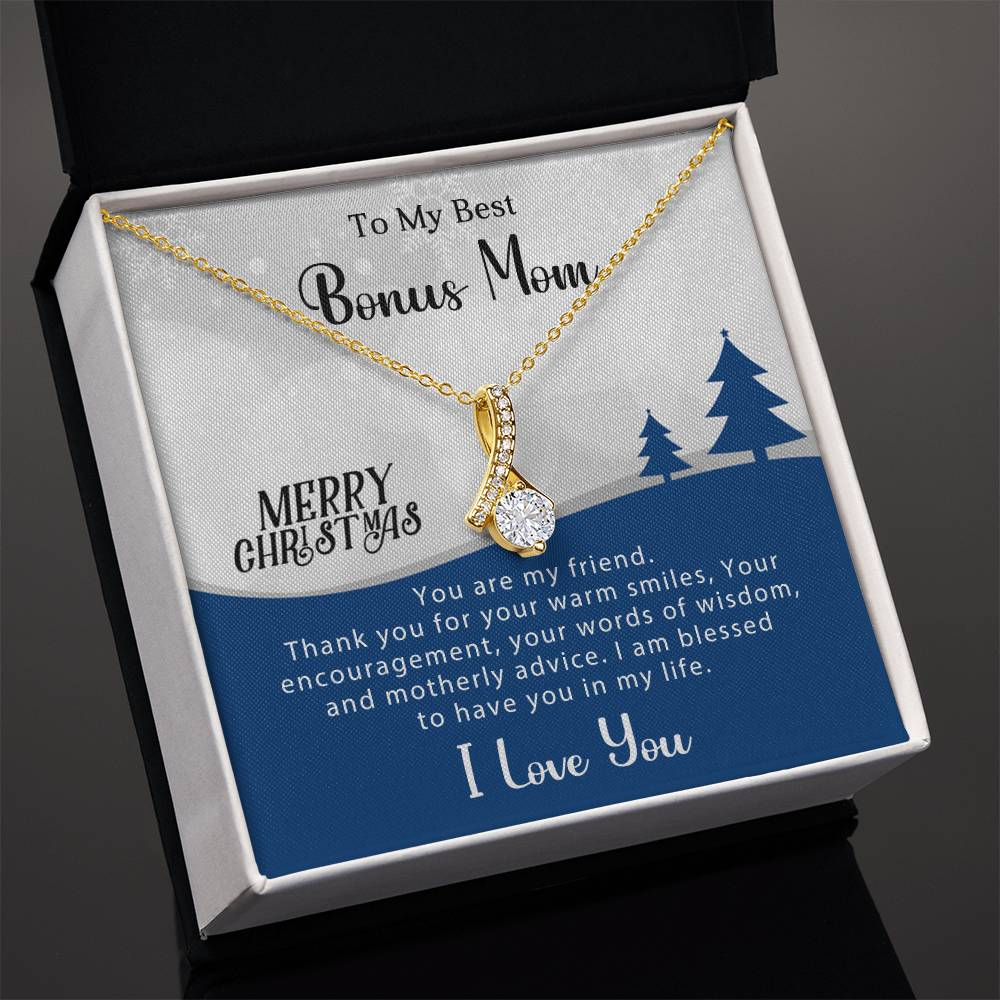 Show Your Love: Christmas Necklace Gift for My Best Bonus Mom A1009