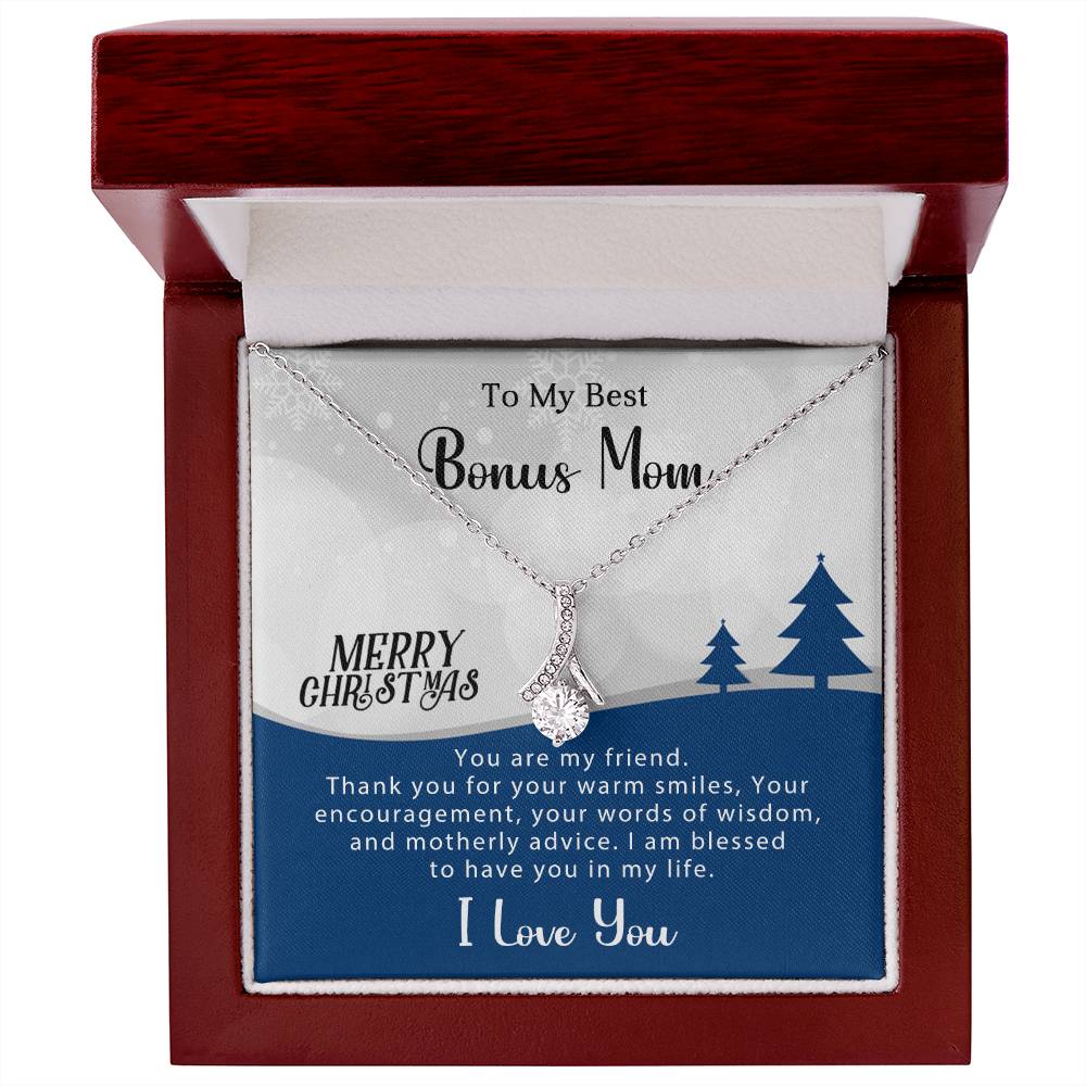 Show Your Love: Christmas Necklace Gift for My Best Bonus Mom A1009