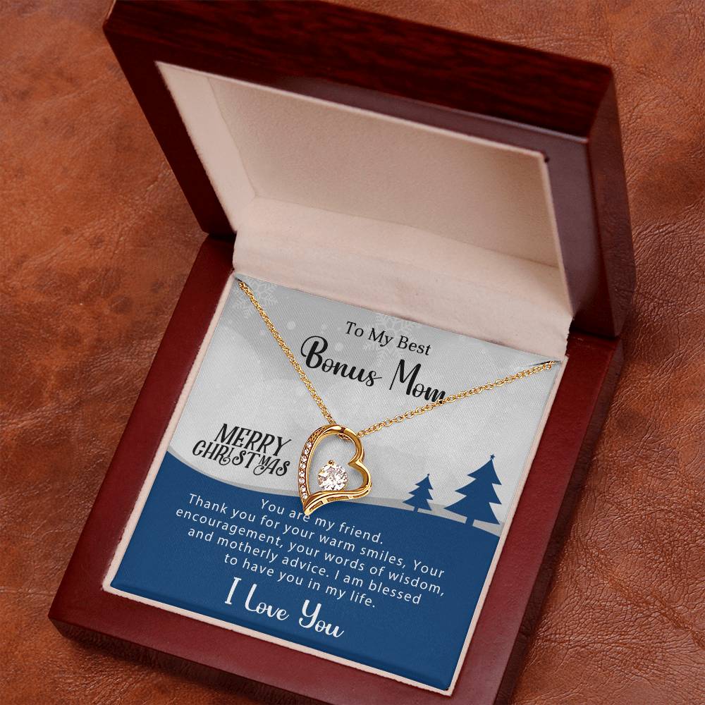 Show Your Love: Christmas Necklace Gift for My Best Bonus Mom A1009