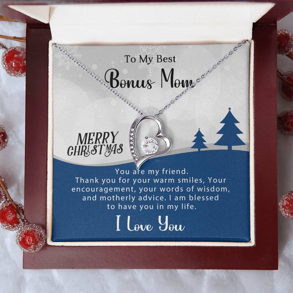 Show Your Love: Christmas Necklace Gift for My Best Bonus Mom A1009