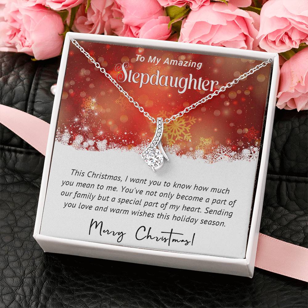 Glowing Heart Christmas Necklace for a Cherished Stepdaughter A1023