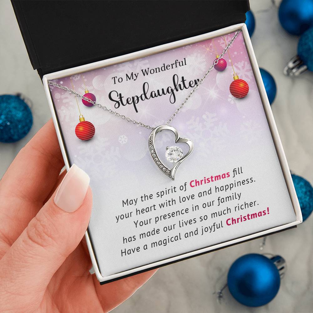 To My Wonderful Stepdaughter Christmas Necklace Gift A1024