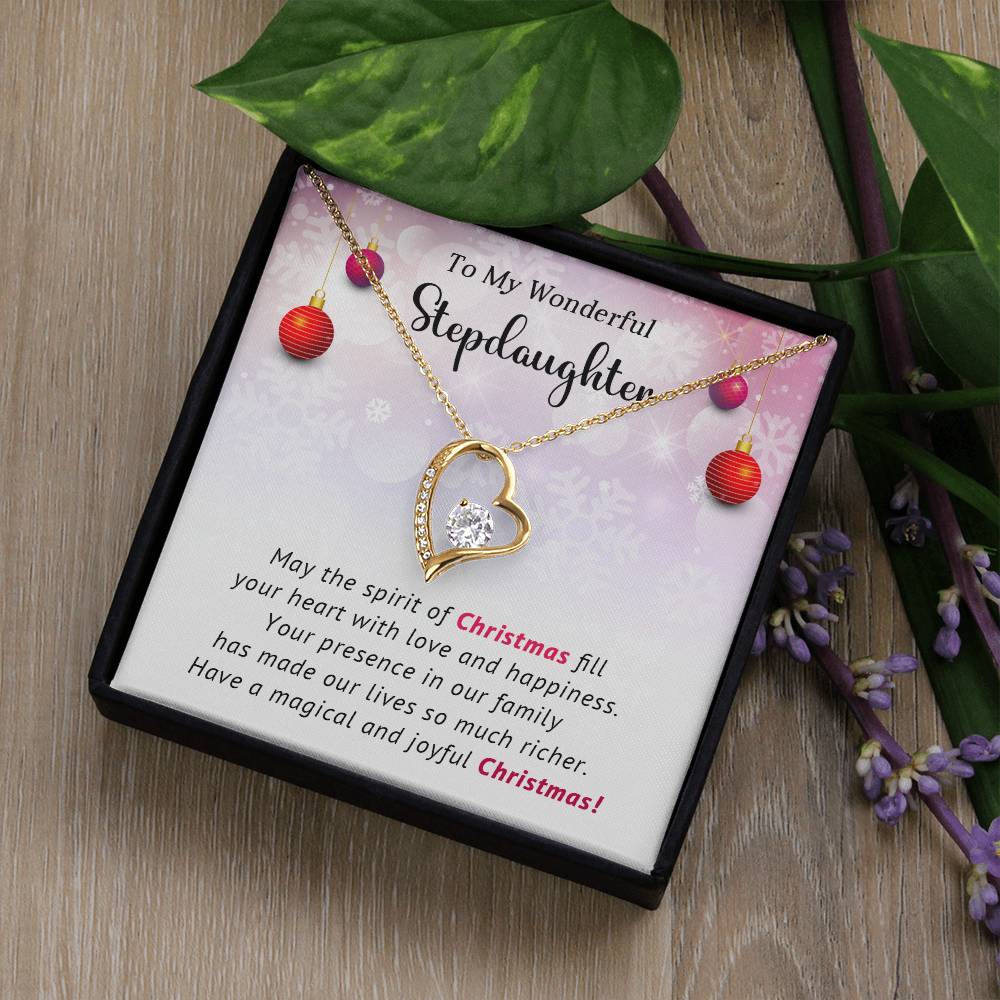 To My Wonderful Stepdaughter Christmas Necklace Gift A1024