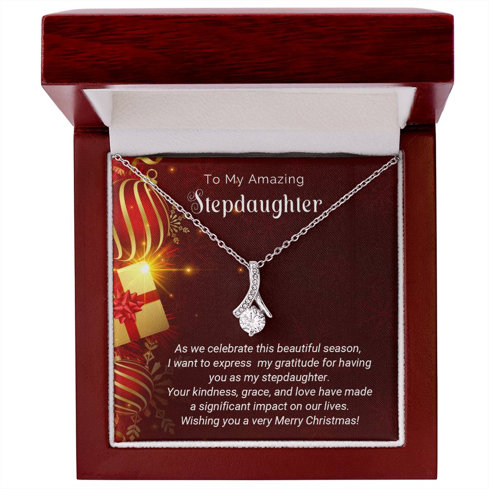 To My Amazing Stepdaughter Merry Christmas Necklace Gift A1028