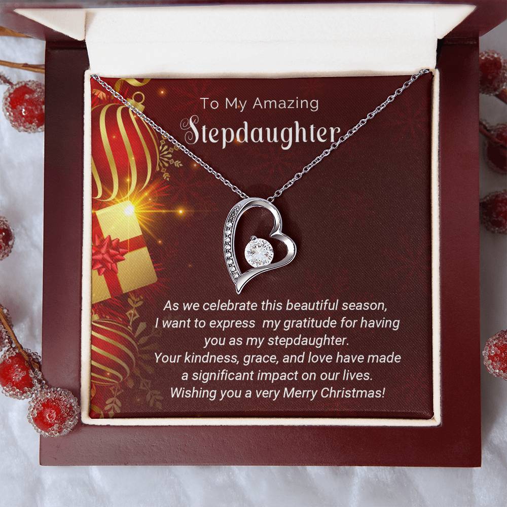 To My Amazing Stepdaughter Merry Christmas Necklace Gift A1028