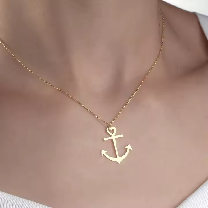 High Polished Stainless Steel Stackable Custom Anchor  Necklace Sailor Navy Necklace Ocean Nautical  Fashion Jewelry Women Men