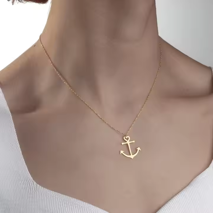 High Polished Stainless Steel Stackable Custom Anchor  Necklace Sailor Navy Necklace Ocean Nautical  Fashion Jewelry Women Men